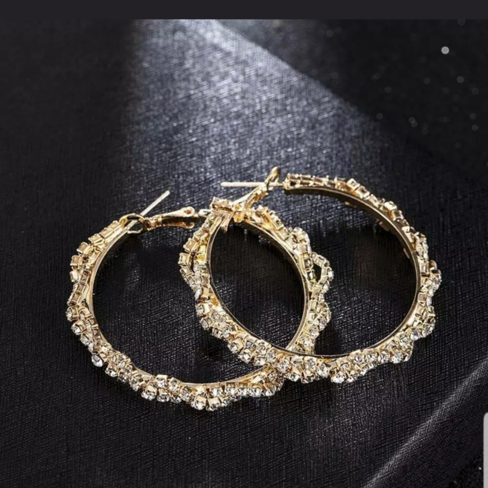NEW Gold filled twisted crystal hoop earrings - Picture 3 of 5